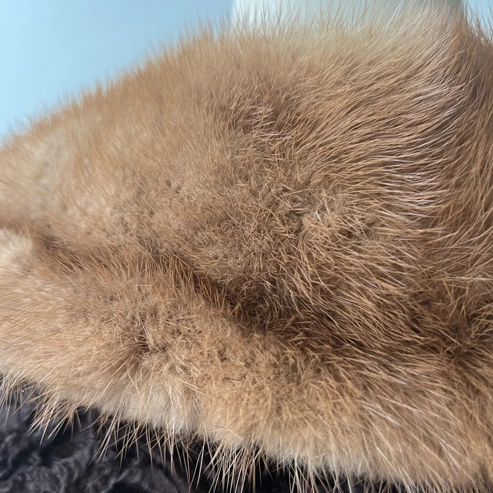 VINTAGE 1950’s Lord & Taylor Genuine Fur Curly Lamb Brown Short Coat Medium - Picture 8 of 12